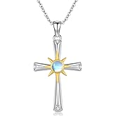 Silikepa Star Necklace for Women Girls 925 Sterling Silver Star Moonstone Pendant Necklace Infinity/Round Spin Star Necklace Star Jewelry Gifts for Women Girls