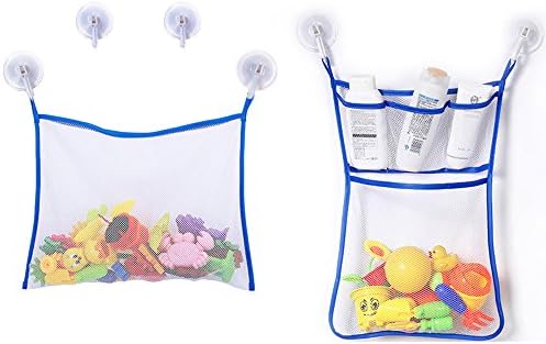 GADENT Bath Toys Organizer, Bathroom Bathtub Storage Multi-Use Bags Make Bath Toy Storage Set BLUE
