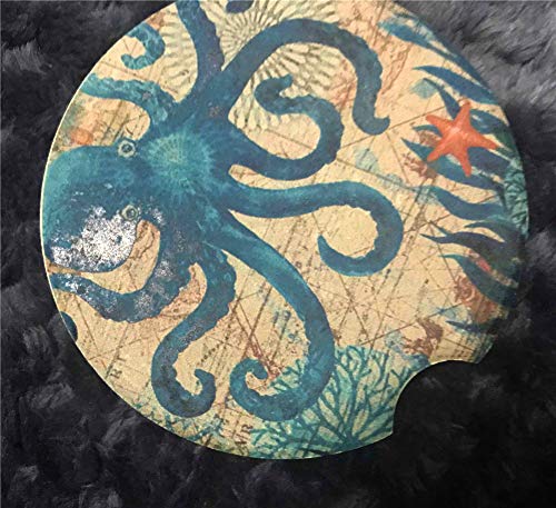 image for CoxFox Pack of 2 Car Coasters for Cup Holders Absorbent Auto Ceramic S