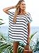 Yonala Women's Stripe Chiffon Trim Beachwear Bikini Cover-Up,Stripe,One Size