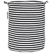 Sea Team 19.7 Inches Large Sized Waterproof Coating Ramie Cotton Fabric Folding Laundry Hamper Bucket Cylindric Burlap Canvas Storage Basket (19.7