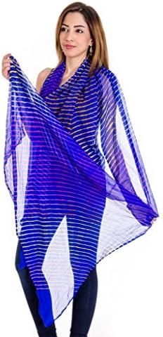 Rangsthali Semi Chiffon lehriya lehria Dupatta Stole for Girls