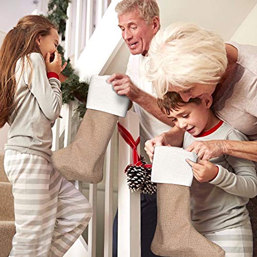 CGBOOM Christmas Stocking, 6 Pack DIY Burlap Xmas Fireplace Hanging Stockings for Family Holiday Home Decor Xmas Party Decorations - Thumbnail 4