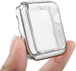 top4cus Environmental Anti-Resistant Soft TPU Lightweight 38mm Iwatch Case All-Around Protective Screen Protector Compatible Apple Watch Series 5 Series 4 Series 3 Series 2 - Silver