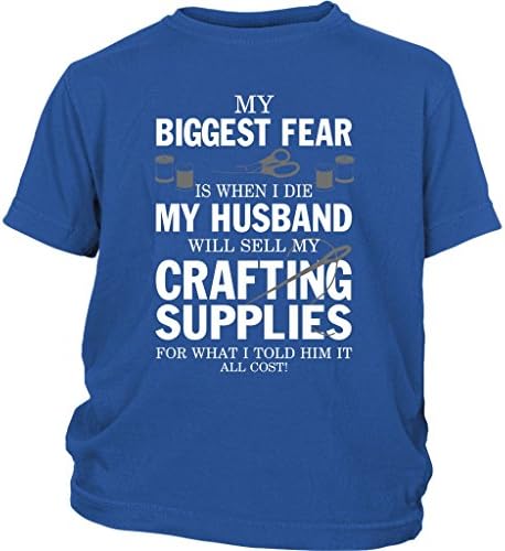 MARSTORE Crafting Supplies Baby Bodysuit, My Biggest Fear T Shirt (L, Youth Tee - Blue)