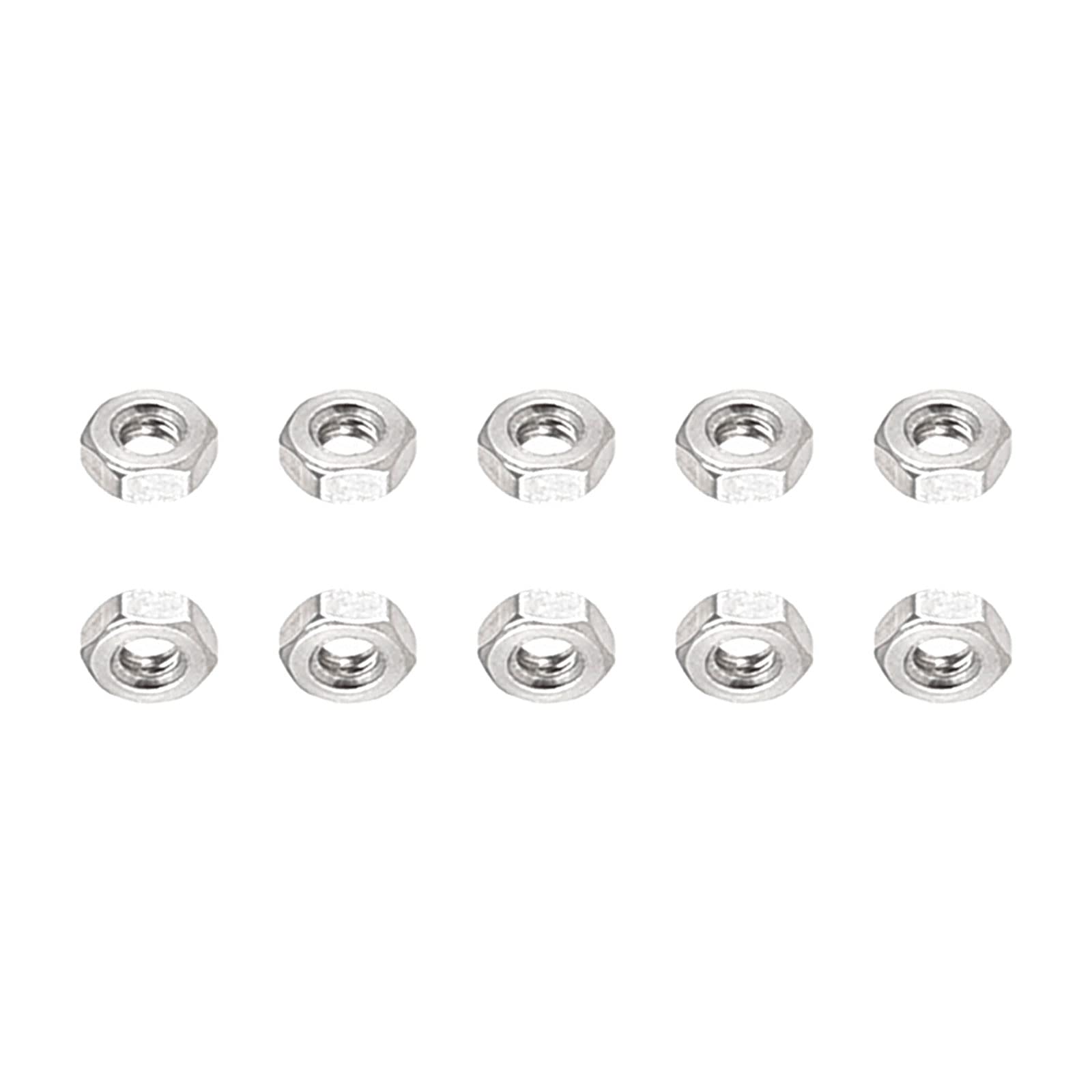 DTGN M1.6x0.35mm(DxP) Hex Nuts - 25Pack - Good for Home Garage Repair - 304 Stainless Steel Hexagon Nuts - Silver Tone