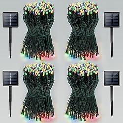 4-Pack Multicolor Solar Christmas Lights, Green