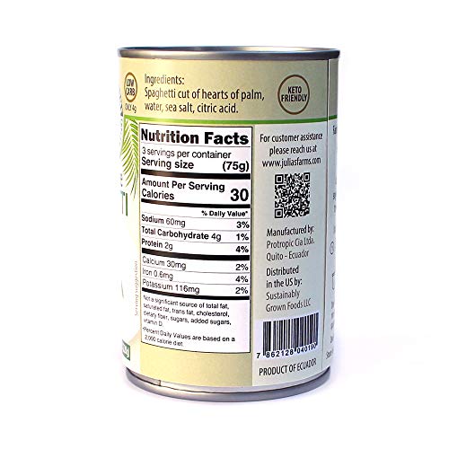 Julia's Farms GlutenFree Spaghetti 6 Cans Hearts of Palm Spaghetti