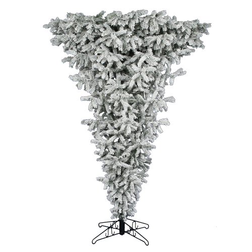 Vickerman 5.5′ Flocked Upside Down Artificial Christmas Tree, Clear