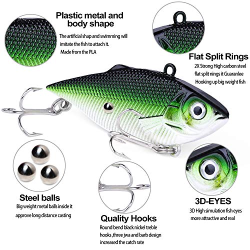 TOPFORT 51Pcs Fishing Lures Kit Set for Bass,Trout, Salmon Including Fishing Spoon,Soft Plastic Worms, CrankBait, VIB Lures, Popper Lures, Minnow Lures, Jig Hooks,Topwater Lures with Tackle Box