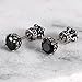 Beydodo Stainless Steel Men Women Stud Earrings Reversible Side Vintage 4-prong Royal Earrings Stud Black