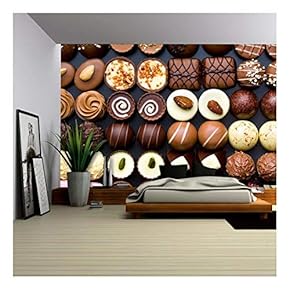 Top View of Variety Chocolate Pralines - Removable Wall Mural | Self-Adhesive Large Wallpaper - 66x96 inches