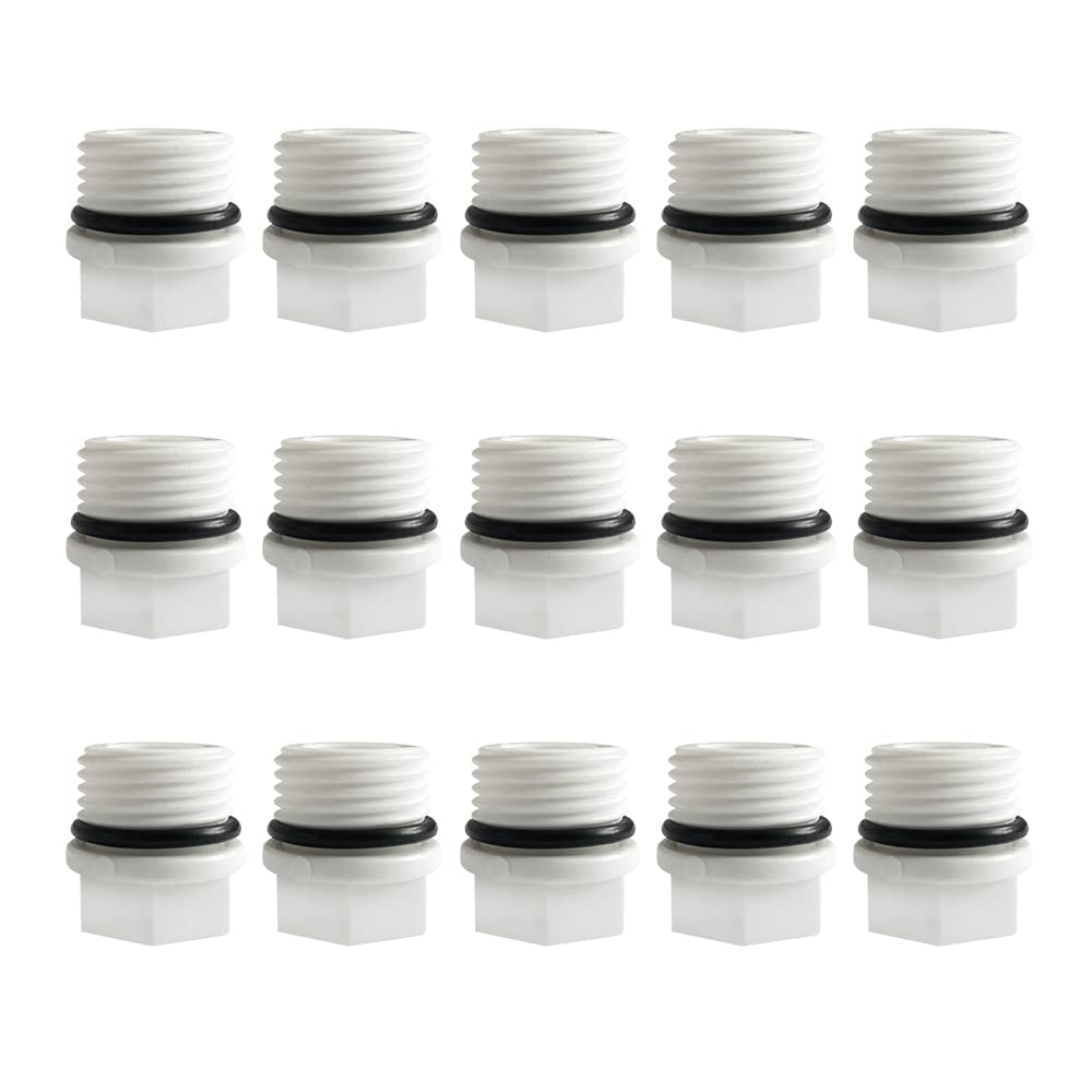 HLIWS 15 Pcs G1/2 BSP Threaded Blanking Cap,Drain Cap Seal,Appliance Trap Blanking Cap with Gasket,for Water Pipe,Washing Machine,etc(External Threads)