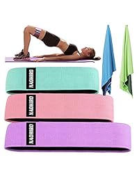 Naohiro Resistance Exercise Bands for Legs and Butt, Hip Bands Booty Bands Wide Workout Bands Resistance Loop Bands Anti Slip Circle Fitness Band Elastic Sports Bands Included Cooling Towel