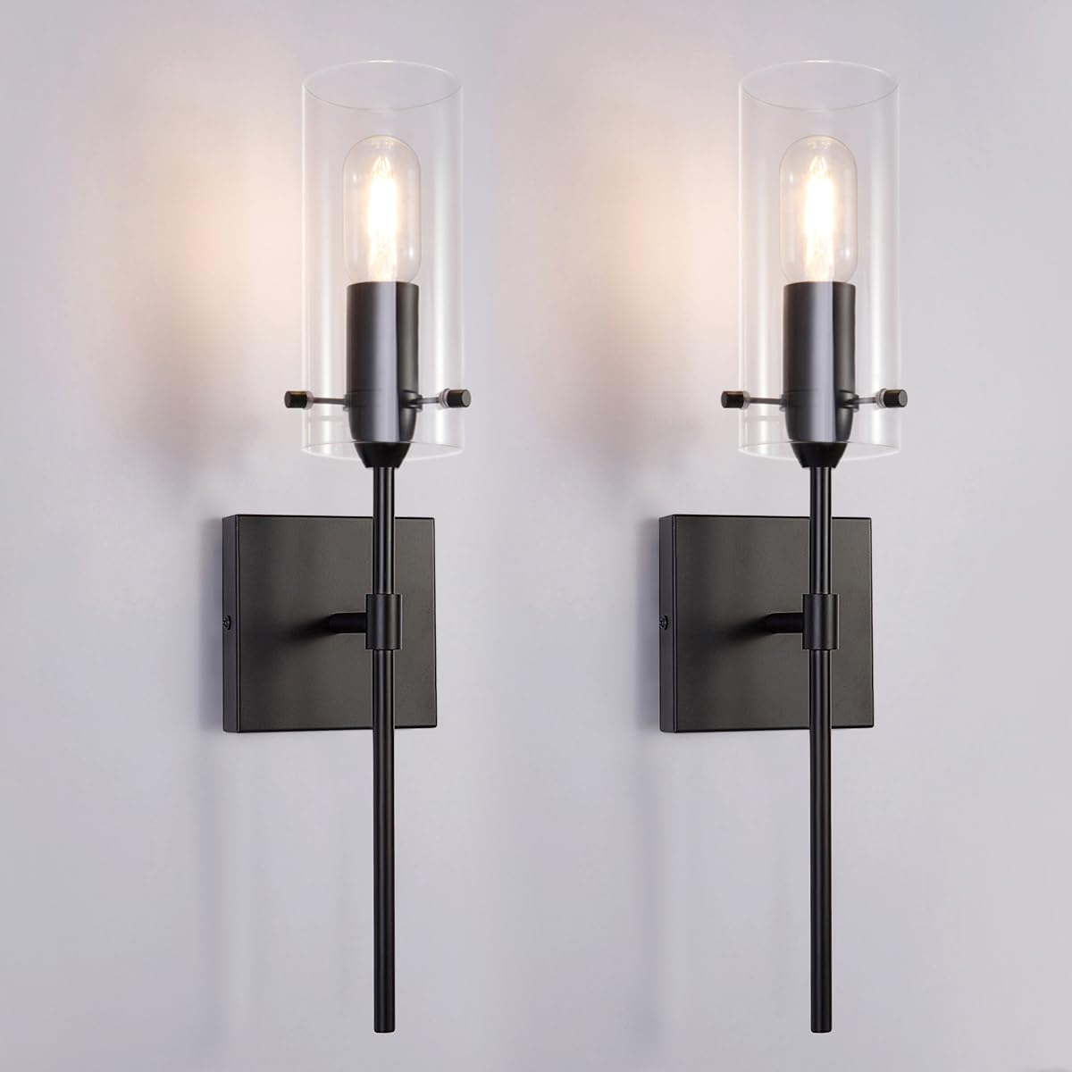 ZSMIHDOH Modern Wall Sconces Set of 2, Black Bathroom Vanity Light ...