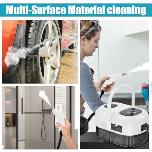 Handheld Steam Cleaner, Portable Steamer Cleaning, High Pressure Steam Cleaner with 6 Brush Heads, Smart Touch Screen, 6-Speed Adjustment for Floor, Car, Couch, Furniture, Kitchen, Bathroom