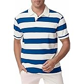 Polo Shirts for Men, Summer Sports Striped Short Sleeve Regular Moisture Wicking Dry Fit Golf Shirt, Sizes S-3XL