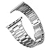 SWEES Stainless Steel Metal Bands Compatible with iWatch 42mm 44mm Series 6 Series 5 Series 4, Series 3, Series 2, Replacement Ultra Thin Slim Link with Metal Clasp, Silver