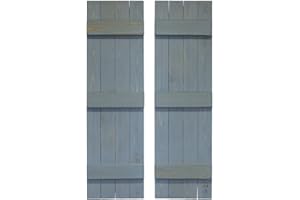 DOGBERRY COLLECTIONS Dogberry 14 in. x 48 in. Provincial Blue Traditional Board & Batten Exterior Shutters Pair