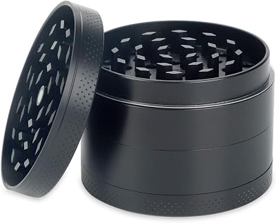 H&S 4 Piece Aluminium Herb Tobacco Grinder Pollen Collector Magnetic Lid Fine