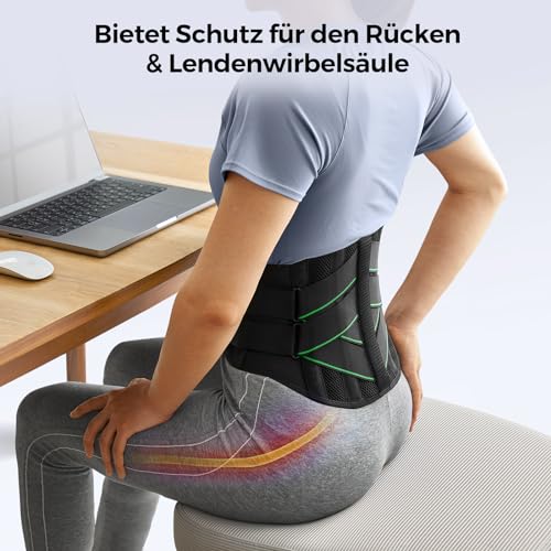 FREETOO Back Support Belt with 7 Metal Supports, Comfortable Back Brace for Men and Women with Removable 3D Lumbar Pad for Lower Back, LWS, Breathable Back Strap for Work and Sports