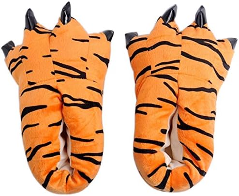 HOTINS Unisex Soft Plush Home Slippers Cosplay Costume Animal Paw Claw Shoes Tiger L