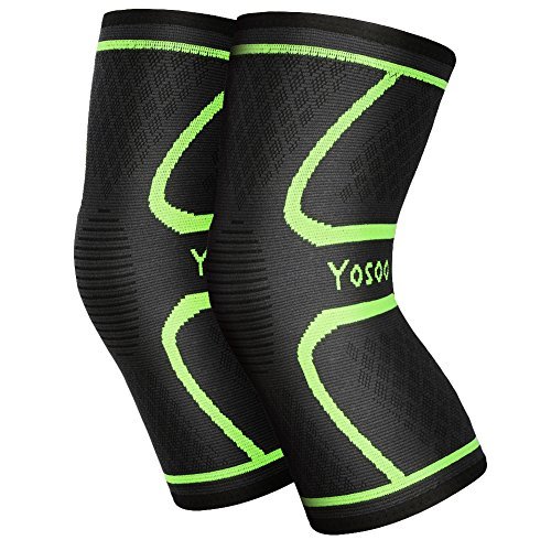 Yosoo Knee Sleeves (Pair) Support for Running, Jogging, Walking, Hiking, Workout, Basketball, Knee Injury Pain Arthritis Relief, Knee Compression Sleeve, Fits Men Women