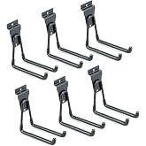 ATOOLA Slatwall Accessories, Black Slatwall Hooks, Garage Utility Hooks for Slatwall, 6 Pack Medium U Hook