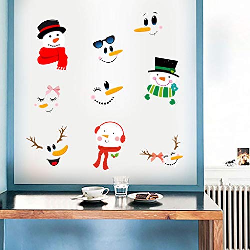 Monoche Waterproof Christmas Windows Stickers Snowman Smiling Removable Perfect for Living Room Bedroom