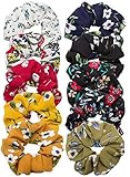 Cubaco 10 Pack Hair Scrunchies Women Flower Chiffon Hair Scrunchy Hair Bobbles Scrunchy Hair Ties Ponytail Holder for Girls Women, 10 Colors