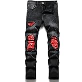 AITITIA Men's Ripped Regular Fit Stretch Jeans