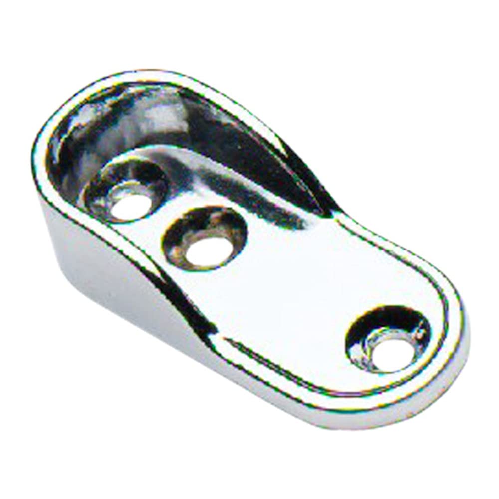 Merriway BH07325 (50 Pcs) Wardrobe Rod Rail Socket End Supports For Oval Rod Rails, Chrome Plated 16mm x 32mm - Pack of 50 Pieces