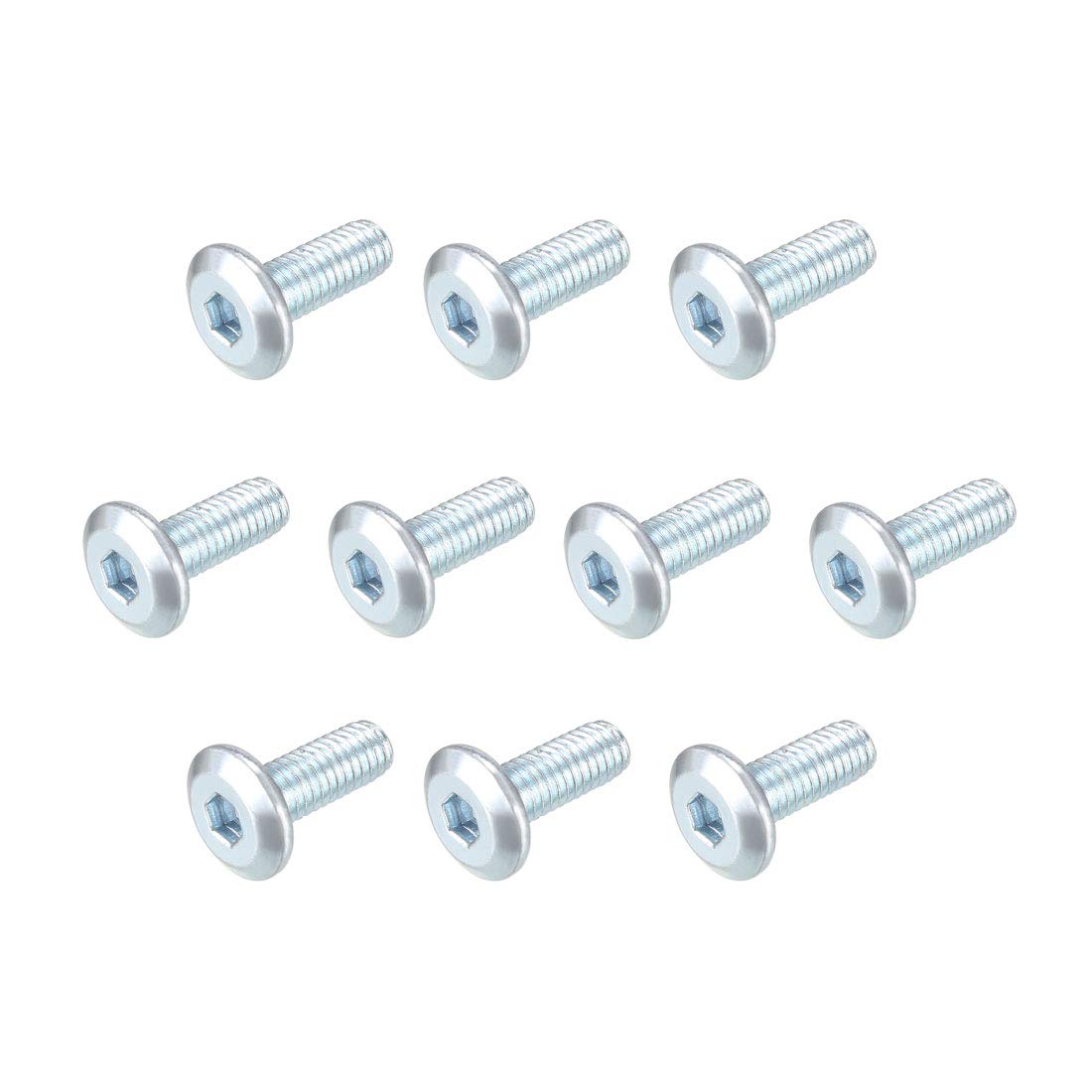 sourcing map M6x16mm Furniture Screw Hex Socket Cap Machine Screws Zinc Plated Fasteners Bolts Full Thread Carbon Steel 20Pcs