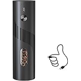 CIRCLE JOY Electric Pepper Mill Grinder, Top-Refill Rechargeable Black Pepper Grinder with Upgraded Large Capacity for Home B