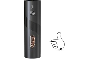 CIRCLE JOY Electric Pepper Mill Grinder, Top-Refill Rechargeable Black Pepper Grinder with Upgraded Large Capacity for Home BBQ, Adjustable Coarseness, Led Light