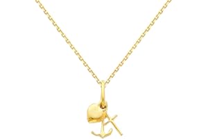 The World Jewelry Center 14k Yellow Gold Faith, Hope, and Charity Pendant with 0.9mm Cable Chain Necklace