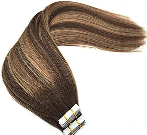 Doores Tape Hair Extensions Salon Use Balayage Extensions Ombre Hair Colour #2 Fading to #4 and #27 Honey Blonde Tape In Hair Extensions Seamless Skin Weft 20pcs 24inch
