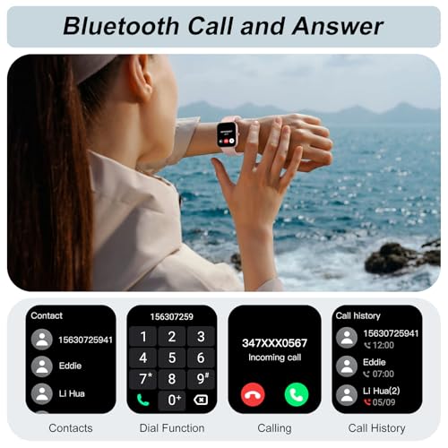 Smart Watch Men Women, 1.96 Inch Smartwatch Calls Bluetooth, Pedometer/Heart Rate Monitor/Sleep Monitor/SpO2, Waterproof IP68, Smart Watch Android iOS Pink, Sports Watch 112+ Sports Modes