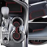 Auovo Anti Dust Mats for Toyota Camry 2018 2019 2020 Custom Fit Door Pocket Liners Cup Holder Pads Console Mats Accessories(16pcs/Set) (red)