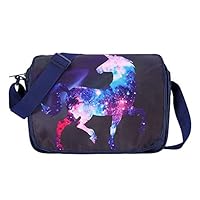 Bonamana Unicorn Cute Cartoon Messenger Bag Backpack Girls Boys Shoulder Bags Daypack for 14" Laptop (Unicorn-B)