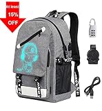 Luminous School Backpack, Unisex Oxford Laptop Backpack School Bag with USB Charging Port