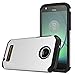 OMOTON Moto Z Play Case - Dual-Layer [Soft TPU Interior] [Durable PC Exterior] Shock Case For Motorola Moto Z Play Droid, Silver