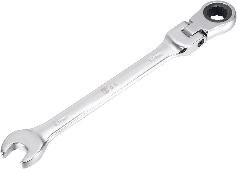uxcell Metric 10mm Box Open Ended FlexHead Ratchet Combination Wrench