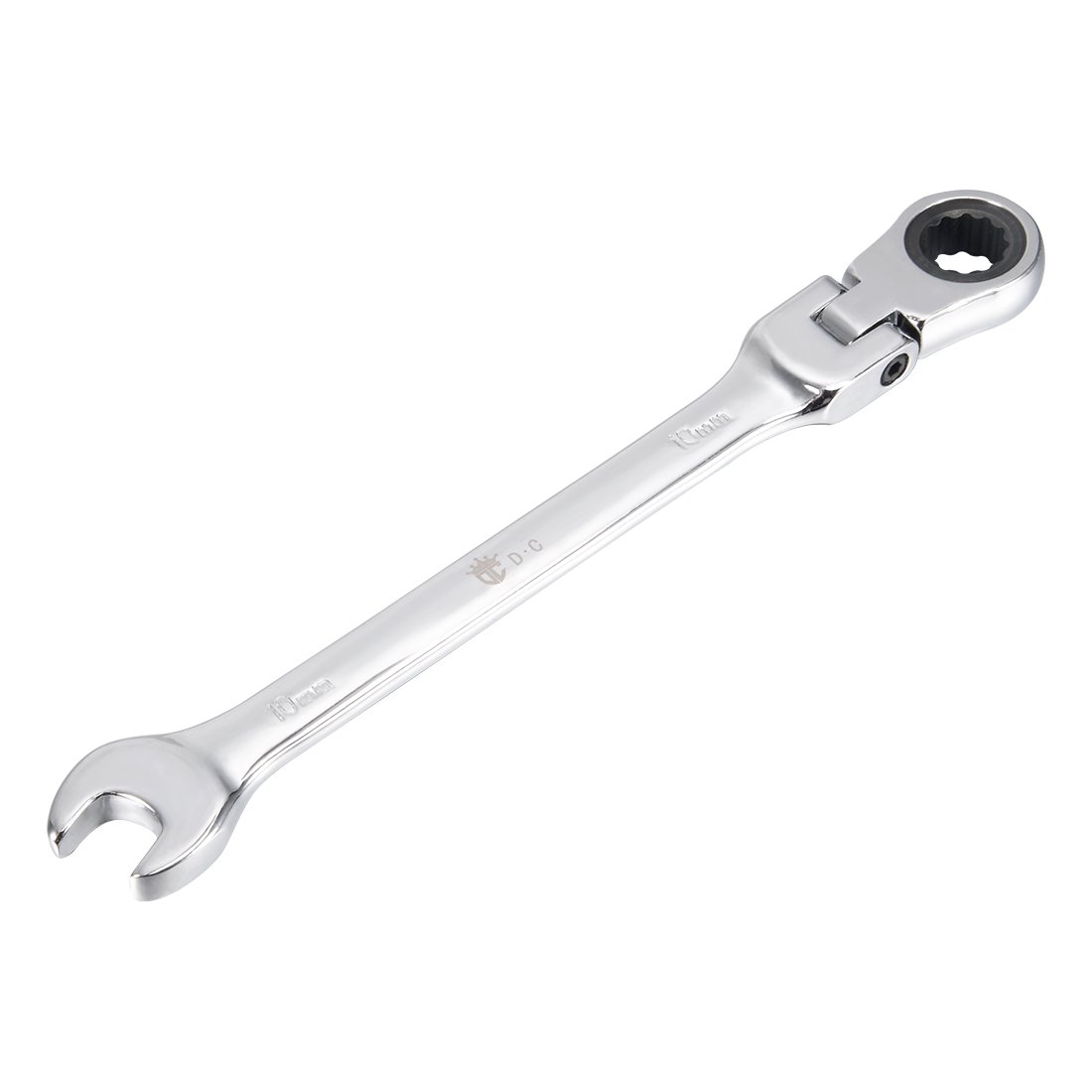 sourcing map Metric 10mm Box Open Ended Flex-Head Ratchet Combination Wrench Polish Chrome Finish, Cr-V