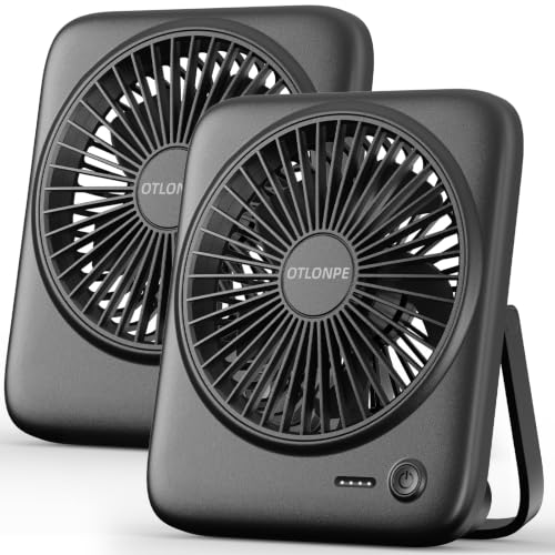 Otlonpe Persönlicher tragbarer Tischventilator, 4000 mAh, klein, wiederaufladbar, tragbar, batteriebetrieben und USB-betrieben, für Reisen, Schlafen,