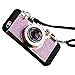Case for iPhone 6 Plus/6S Plus,NUTK 3D Cool Camera Design Case TPU+Cute Silicone Cover Rotatable Holder Stand Case with Selfie Fill-in Light,Mirror,Long Strap Rope,Gift for Girls Womens.Pink