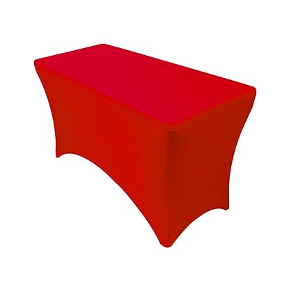 Your Chair Covers Spandex 4 Ft Rectangular Table Cover Red Stretch Tablecloth