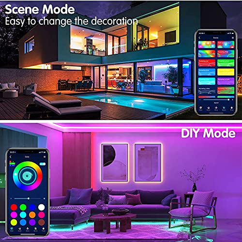 130ft Led Lights Keepsmile Bluetooth APP Control Music Sync Color Changing Led Strip Lights with