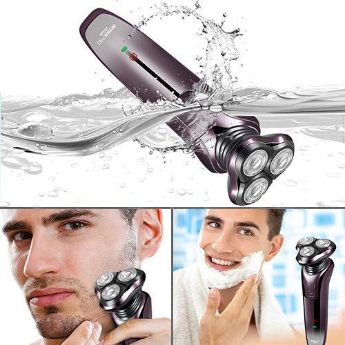 Electric Shaver Razor for Men Rechargeable Rotary Shaver Nose Trimmer Facial Cleaning Brush 3 in 1 Cordless Waterproof