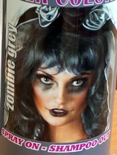 Spray On Wash Out Zombie Grey Gray Hair Color Temporary Hairspray Great For Costume or Halloween Party Rave Concert Stage Play Musical Movie Photo DragonCon ComiCon Festival RESULTS MAY VARY
